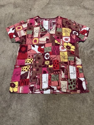 Blusa Médica Dickies Mujer Estampado Floral Talla Mediana (Sin ETIQUETAS DE TALLA) Bolsillos, Enfermera, Foto 1 de 4