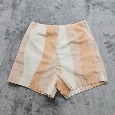 Ritmo. Pantalones Cortos Sundown Para Mujer 4 Crema Melocotón Frente Plano Cremallera Lateral Algodón Ramie Foto 1 de 4