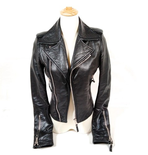 Autentica giacca di pelle Balenciaga biker donna rayon taglia 34