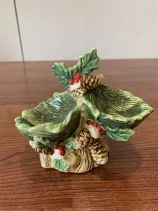Christmas Decorative Ceramic Double Bowl Candy Dish #B198 - Picture 1 of 11