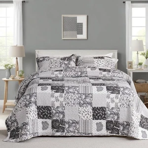 100% Cotton Patchwork Quilt King Size Set Lightweight Floral King Quilts Bedd... - Picture 1 of 7