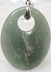 Natural Green Aventurine Pendant 925 Pinch Bail 8g Teardrop 44x35x4mm NEW - Picture 1 of 11
