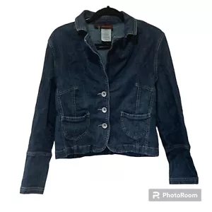 Women’s Lee One True Fit 3 abutting Dark Denim Jean Jacket Sz Large - Picture 1 of 6