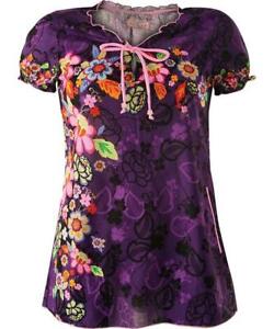 Women's KOI Bridgette Scrub Top X-Small XS Bountiful Floral purple 129PLM