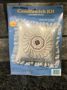 Creative Moments “Pinwheel” Candlewick Kit #8264 Lace Edged Pillow NOS 13” Sq - Picture 1 of 5