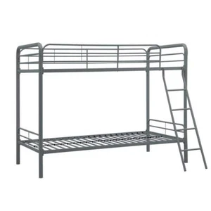 DHP Bunk Bed Metal Frame Silver Finish Twin-Over-Twin w/Front Fixed Right Ladder - Picture 1 of 2
