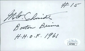 Milt Schmidt Boston Bruins Signed 3x5 Index Card JSA Authenticated - Picture 1 of 2