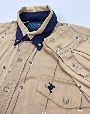 VTG Lone Roo Roper Western Shirt Mens M Tan/Beige Cowboy Made USA Retro RARE - Image 1 of 4