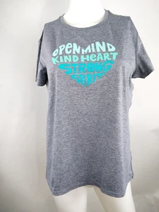 Life is Good Women Active Short Sleeve Tee Open Mind Heart Gray Medium 72471 - Picture 1 of 9