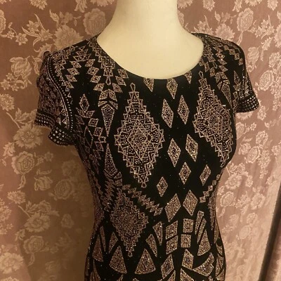 STUNNING Black And Glittery Gold Dress Size XS - Image 1 of 4