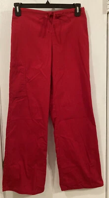 Pantalones Médicos SB de tiro medio rojos con cordón elástico cintura para mujer talla XS Foto 1 de 4
