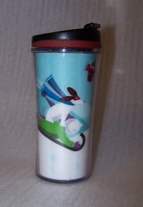 Starbucks 2011 Christmas Holiday 8 Ounce Travel Mug Dog and Kid Sled Squirrel - Picture 1 of 7