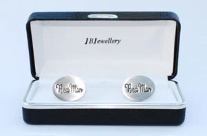 Best Man Wedding Oval Rhodium Plated Cufflinks in Presentation box. - Picture 1 of 2