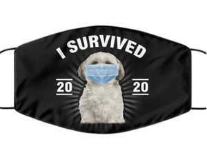 Máscara facial divertida Shih Tzu amante I sobreviví 2020 cuarentena máscara facial Shih Tzu - Imagen 1 de 10