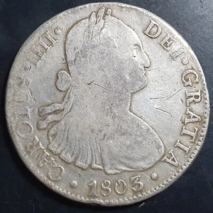 Mexico Spanish Colonial 8 Reales Carol Carolus IIII 1803 Mo FT Mexico City Mint - Picture 1 of 6