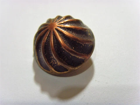 antique early plastic copper tone collector dome button hypnotic spiral 51399 Cover