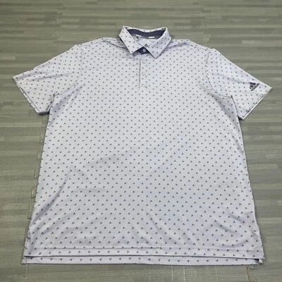 Camisa polo de golf Adidas ADVR0794 para hombre talla 2XL estampado de logotipo AOP UPF 50 púrpura SS Foto 1 de 4