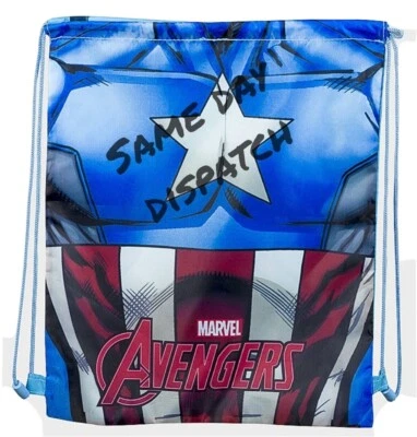 Marvel Avengers Jungen Kinder Kordelzug Schwimmen PE Sport Schultasche Rucksack