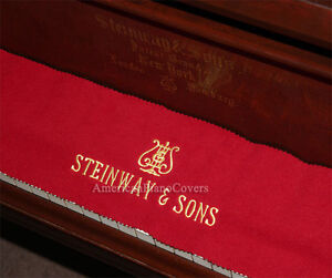 Steinway Piano Key Cover - Red Felt Embroidered Keyboard Cover