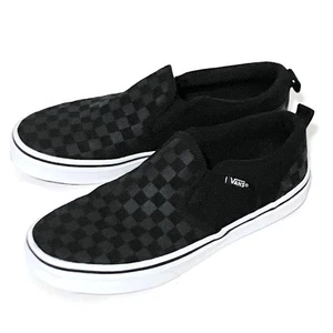 VANS Classic "Checkerboard Black" Black Charcoal Slip-On Sneakers - GS Size 5Y - Picture 1 of 10