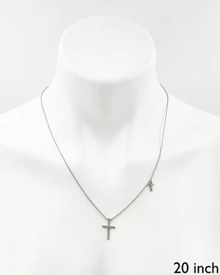 Colleen Lopez 0.25ctw Diamond Double Cross Sterling Silver Necklace - Image 1 of 4