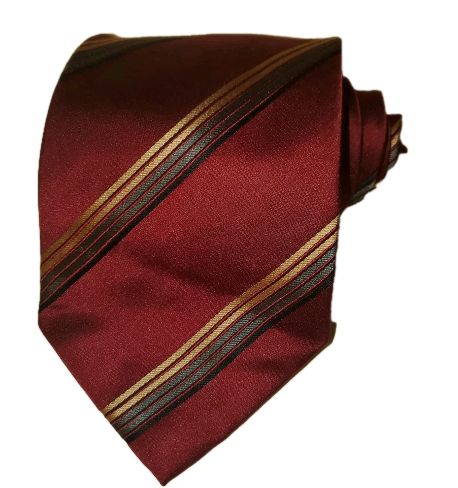 Corbata Valerio Garati Para Hombre Borgoña Rojo Rayas Seda Hecha a Mano Clásica Foto 1 de 3