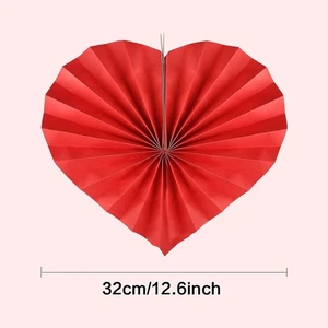 Heart Shaped Folding Fans 8 Count Set for Celebratory Events and Parties - Picture 1 of 8