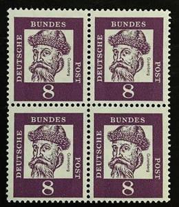 Germany West / BRD 1961, Famous Germans, 8 pf.  SG 1263, 4 block, MNH - Picture 1 of 1