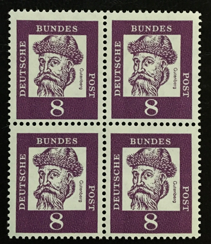 Germany West / BRD 1961, Famous Germans, 8 pf.  SG 1263, 4 block, MNH - Image 1 of 1