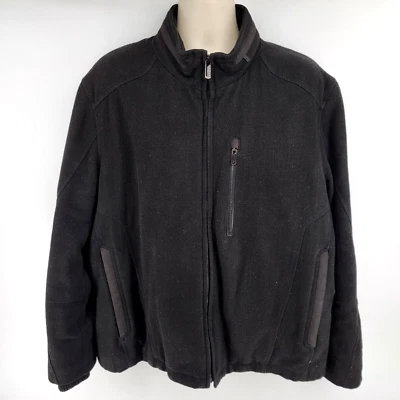 Abrigo de lana Tumi T-Tech chaqueta con cremallera completa para hombre talla L negro capucha escondida Foto 1 de 4