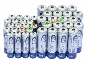 20AA+20AAA 1000mAh 3000mAh 1.2V NI-MH batteria ricaricabile CELL/RC MP3 2A 3A BTY - Foto 1 di 1