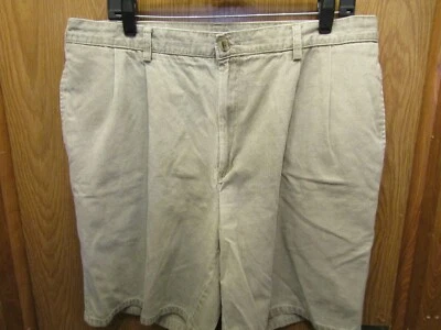 MENS BAXTER CO PLEATED 100% COTTON TAN STRIPE SHORTS SIZE 38 INSEAM 9" - Image 1 of 4