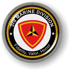 Officially Licensed - 3rd Marine Division USMC Car Emblem Sticker ROUND Bezel - Bild 1 von 17