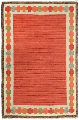 Alfombra Roja Personalizada Durrie Alfombra Escandinava Kilim Yute Alfombra Tejido Plano Alfombra Boho Foto 1 de 3