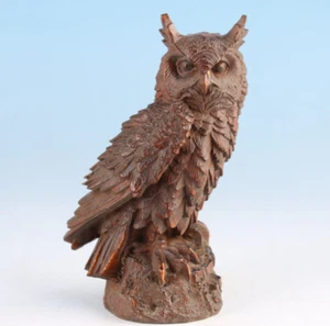 Chinese boxwood owl Figure statue netsuke collectable gift art table decoration - Picture 1 of 7
