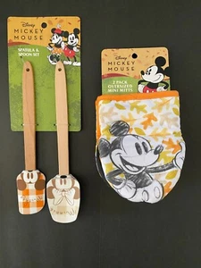 Disney Mickey Mouse & Minnie Spatula Set & Potholders Thanksgiving  Autumn Fall  - Picture 1 of 5