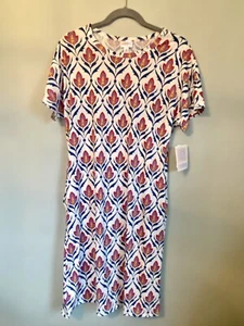 LuLaRoe Neu mit Etikett Kurzarm Kleid Marty 3869 türkis pflaume cremefarben Damen Medium - Bild 1 von 12