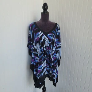 Calvin Klein Womens Swim Cover Blue Purple Black Lightweight Tie Waist Sz S - Picture 1 of 13
