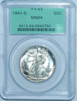 1941 D/D PCGS MS64 FS-501 RPM Repunched Mint Mark Walking Liberty Half Dollar - Image 1 of 3