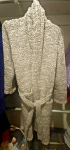 Barefoot Dreams Cozychic Heathered Adult Robe Size 1 Graphite/White - Picture 1 of 5