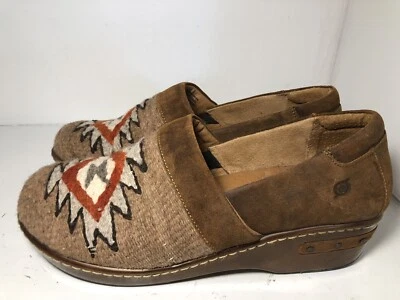 Born Bandy Clogs Shoes Size 10 Blanket Knit Southwest Aztec Brown Cowgirl - Image 1 of 4