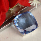 Gorgeous 18 GM Blue Topaz Cushion Facet Cut 925 Silver Pendant Wedding Jewelry