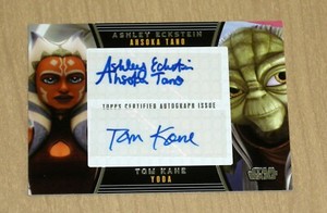 2013 Topps Star Wars Galactic Files dual autograph auto Ashley Eckstein Tom Kane