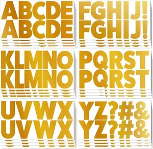 48 Sheets Bulletin Board Letters 2.5 Inch Letter Stickers Large Vinyl Gold - Picture 1 of 8