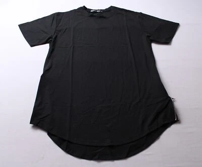 Camiseta Urban Crews masculina manga curta fenda lateral sólida EJ3 preta média nova com etiquetas - Imagem 1 de 3