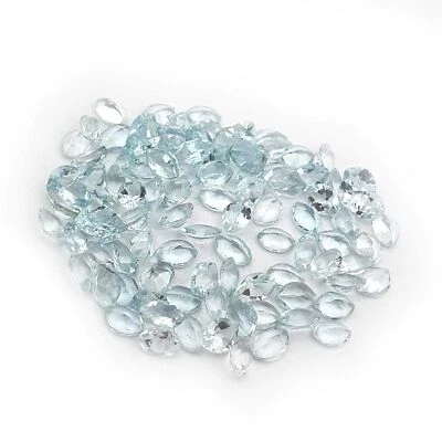 Lote 43 piedras preciosas sueltas aguamarina natural corte marquesa 3*4 mm 5 CT Foto 1 de 2