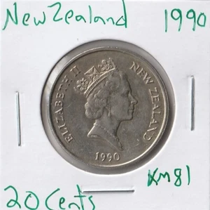 Moneda Nueva Zelanda 20 Céntimos 1990 KM81 - Imagen 1 de 2