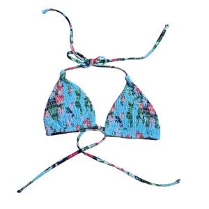 Summerhaus by Beach Bunny womens Sz S blue multicolor floral bikini top - Picture 1 of 4
