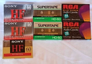 (7) Audio Kassette leere Bänder VERSIEGELT Sony HF RCA realistisches Supertape - Bild 1 von 2