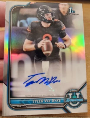 TYLER VAN DYKE 2021-22 BOWMAN UNIVERSITY 1ST CHROME RC REFRACTOR AUTOGRAPH - Image 1 of 3